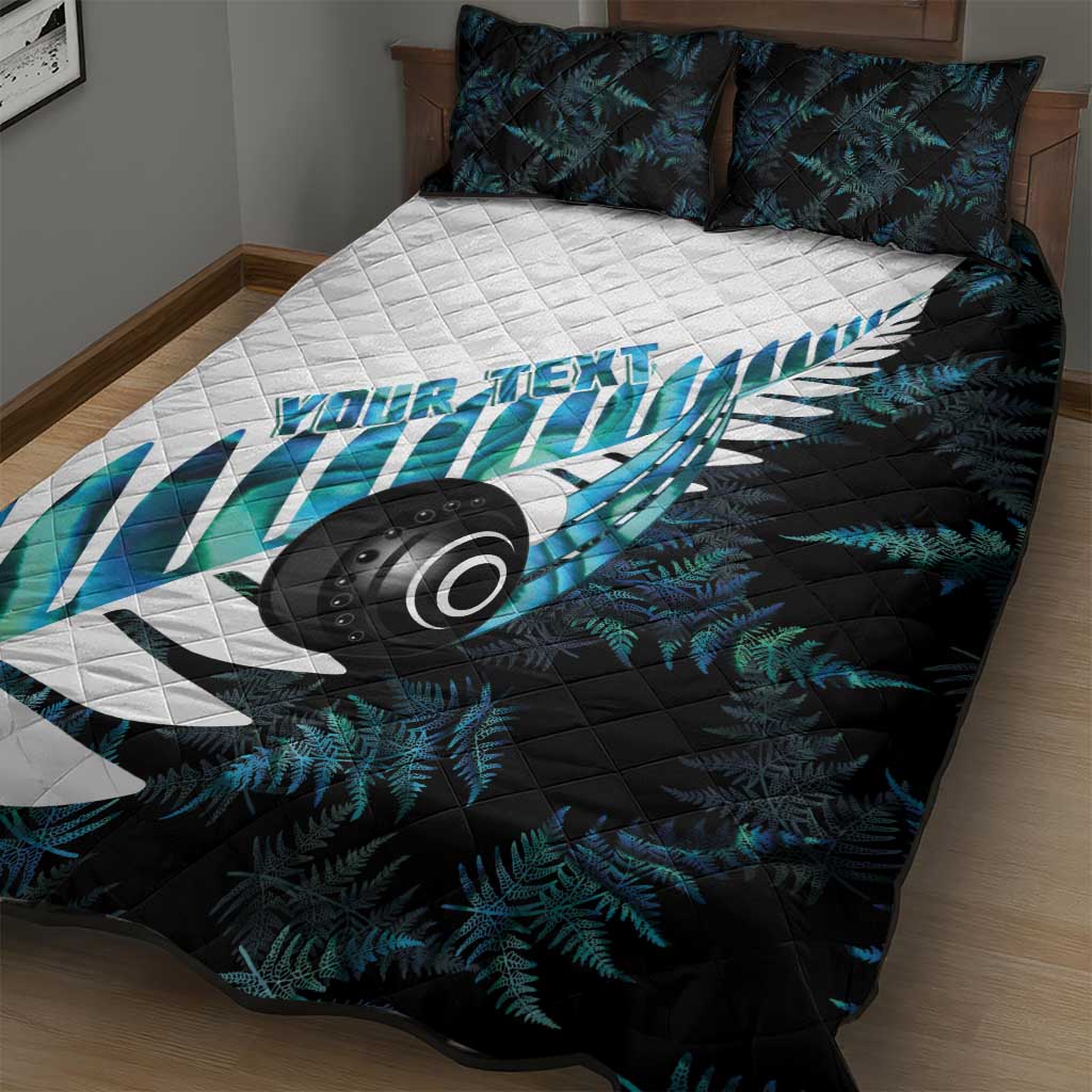 New Zealand Lawn Bowls Custom Quilt Bed Set Aotearoa Silver Fern Paua Shell - Aussie Hoodie