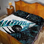 New Zealand Lawn Bowls Custom Quilt Bed Set Aotearoa Silver Fern Paua Shell - Aussie Hoodie