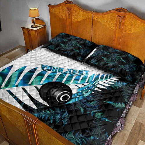 New Zealand Lawn Bowls Custom Quilt Bed Set Aotearoa Silver Fern Paua Shell - Aussie Hoodie