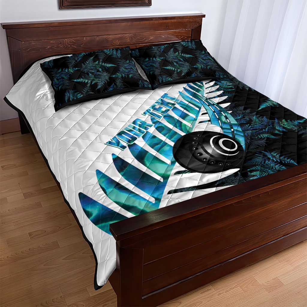 New Zealand Lawn Bowls Custom Quilt Bed Set Aotearoa Silver Fern Paua Shell - Aussie Hoodie