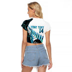 New Zealand Lawn Bowls Custom Raglan Cropped T Shirt Aotearoa Silver Fern Paua Shell - Aussie Hoodie