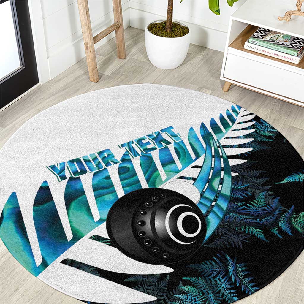 New Zealand Lawn Bowls Custom Round Carpet Aotearoa Silver Fern Paua Shell - Aussie Hoodie