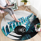New Zealand Lawn Bowls Custom Round Carpet Aotearoa Silver Fern Paua Shell - Aussie Hoodie