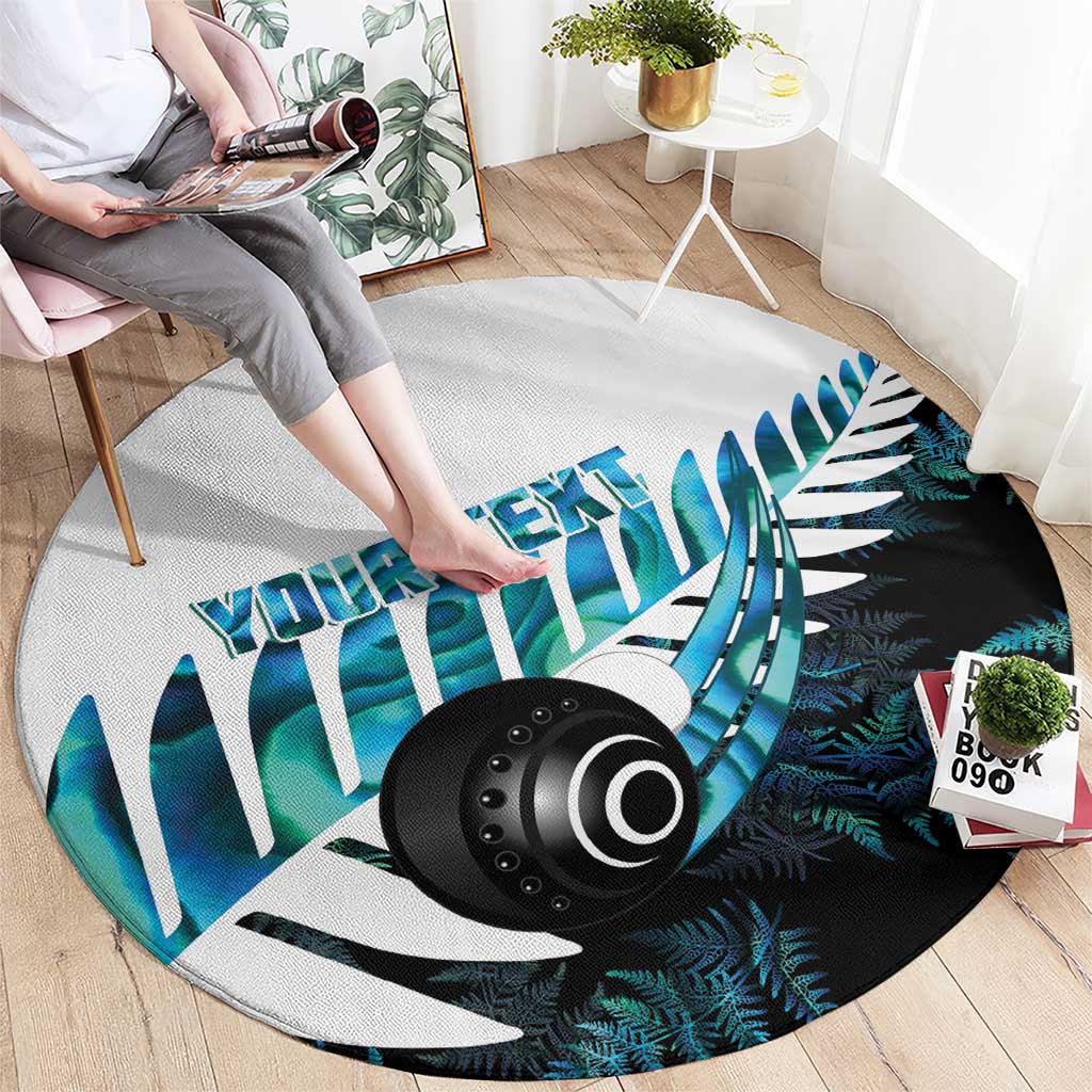 New Zealand Lawn Bowls Custom Round Carpet Aotearoa Silver Fern Paua Shell - Aussie Hoodie