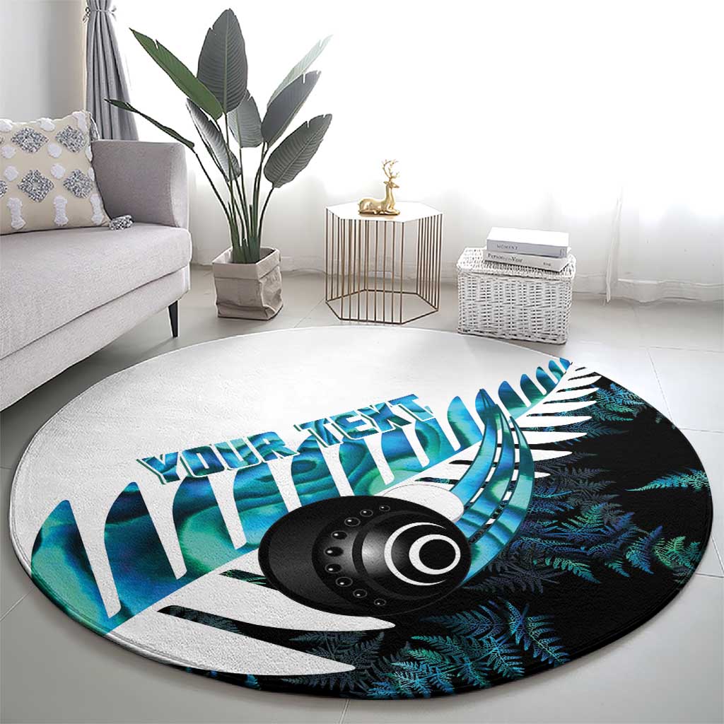New Zealand Lawn Bowls Custom Round Carpet Aotearoa Silver Fern Paua Shell - Aussie Hoodie