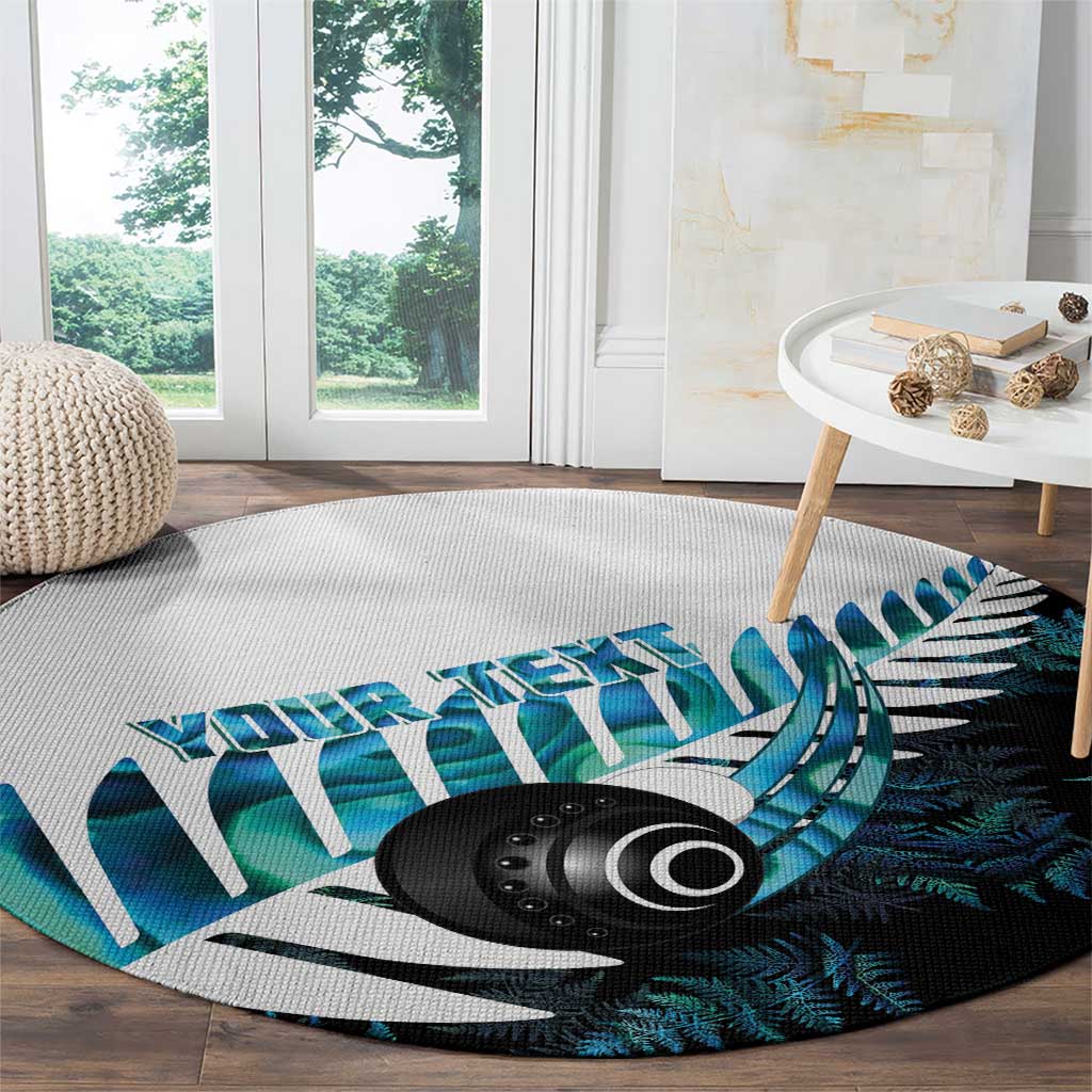 New Zealand Lawn Bowls Custom Round Carpet Aotearoa Silver Fern Paua Shell - Aussie Hoodie
