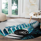 New Zealand Lawn Bowls Custom Round Carpet Aotearoa Silver Fern Paua Shell - Aussie Hoodie