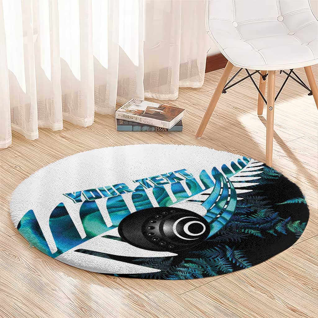 New Zealand Lawn Bowls Custom Round Carpet Aotearoa Silver Fern Paua Shell - Aussie Hoodie