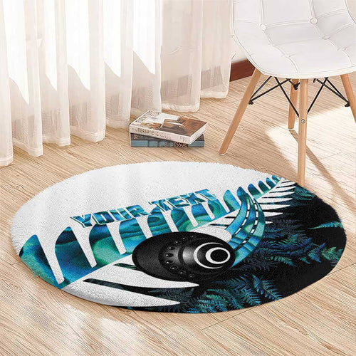 New Zealand Lawn Bowls Custom Round Carpet Aotearoa Silver Fern Paua Shell - Aussie Hoodie