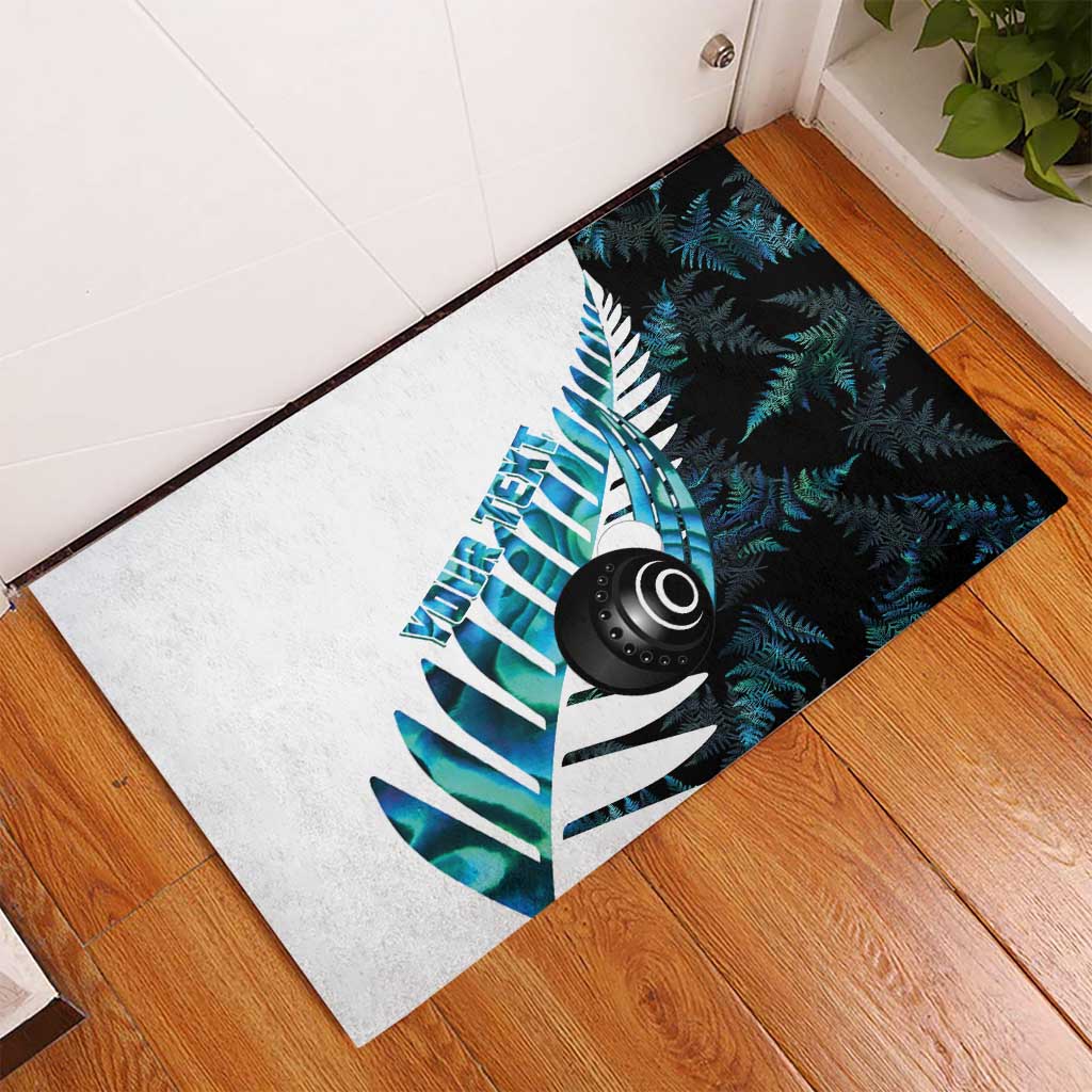 New Zealand Lawn Bowls Custom Rubber Doormat Aotearoa Silver Fern Paua Shell - Aussie Hoodie