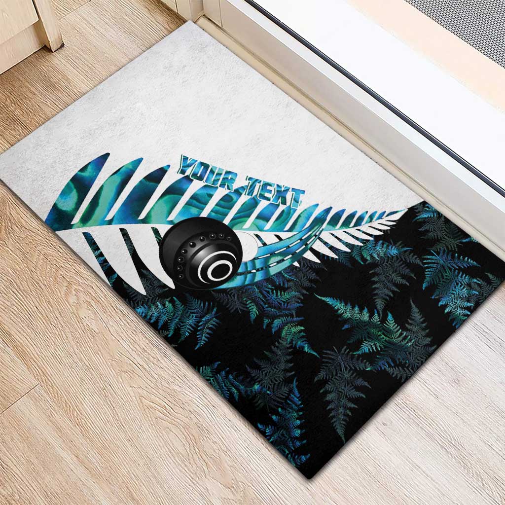New Zealand Lawn Bowls Custom Rubber Doormat Aotearoa Silver Fern Paua Shell - Aussie Hoodie