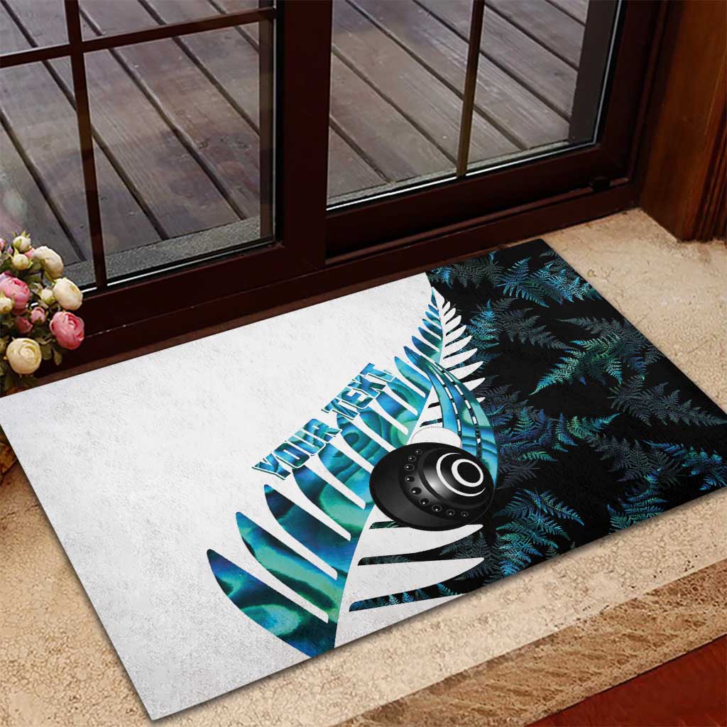 New Zealand Lawn Bowls Custom Rubber Doormat Aotearoa Silver Fern Paua Shell - Aussie Hoodie