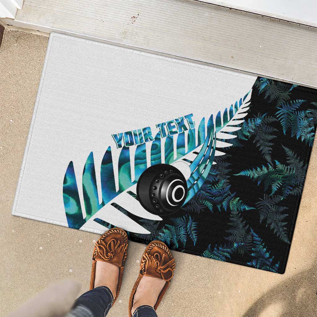 New Zealand Lawn Bowls Custom Rubber Doormat Aotearoa Silver Fern Paua Shell - Aussie Hoodie