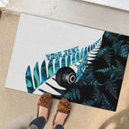 New Zealand Lawn Bowls Custom Rubber Doormat Aotearoa Silver Fern Paua Shell - Aussie Hoodie