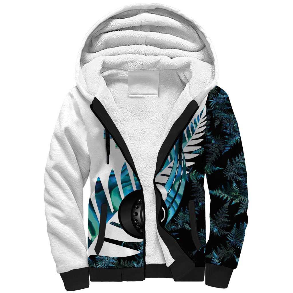 New Zealand Lawn Bowls Custom Sherpa Hoodie Aotearoa Silver Fern Paua Shell - Aussie Hoodie
