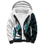New Zealand Lawn Bowls Custom Sherpa Hoodie Aotearoa Silver Fern Paua Shell - Aussie Hoodie