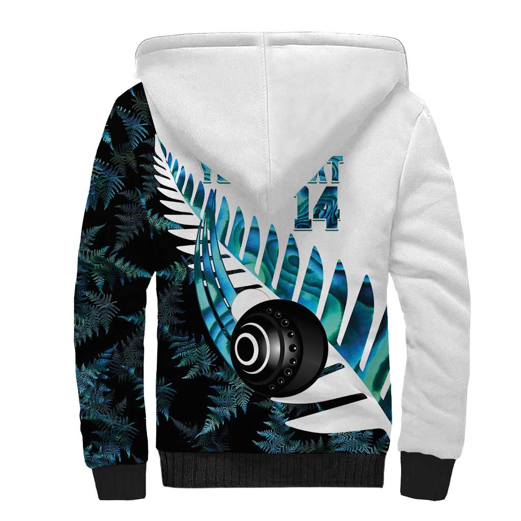 New Zealand Lawn Bowls Custom Sherpa Hoodie Aotearoa Silver Fern Paua Shell - Aussie Hoodie