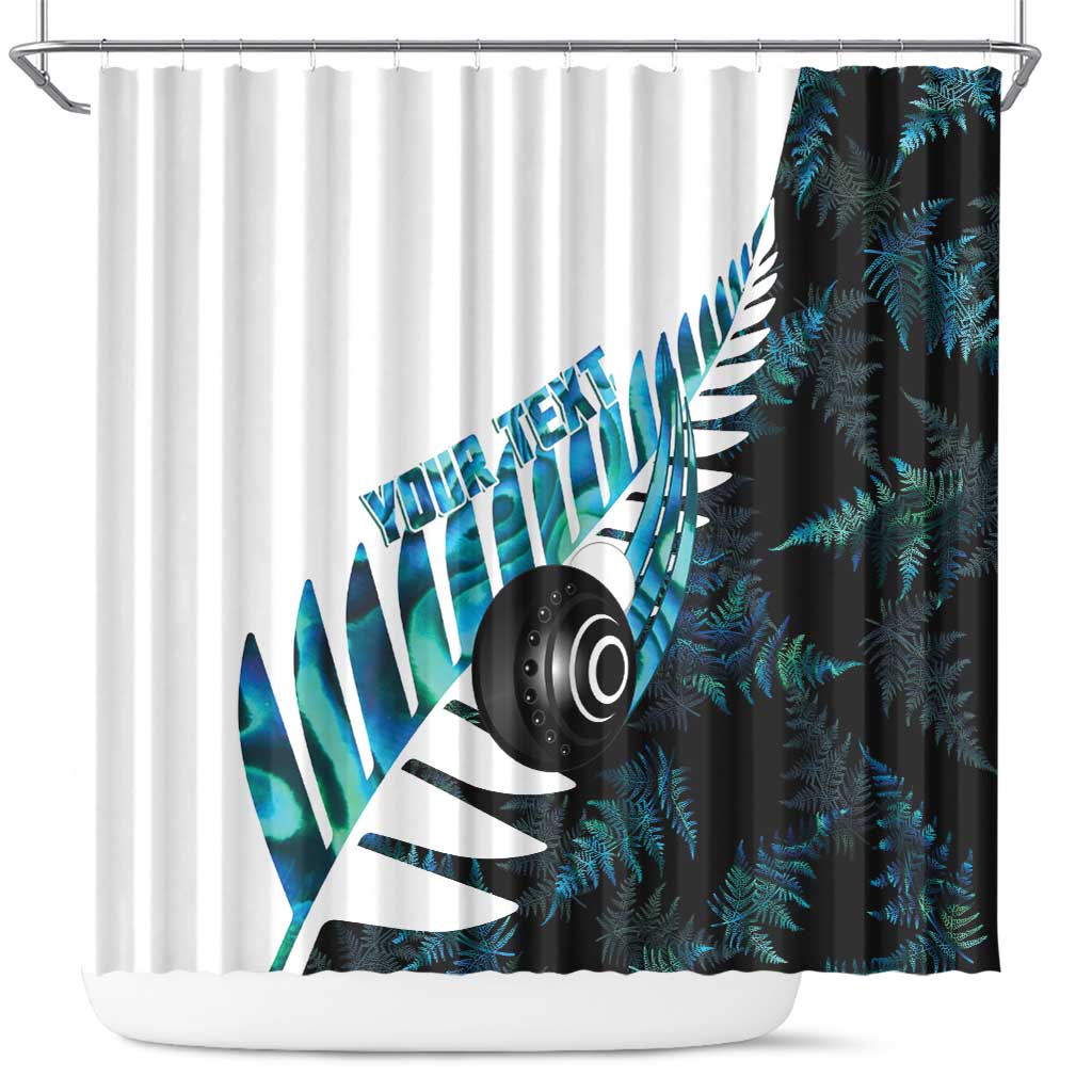 New Zealand Lawn Bowls Custom Shower Curtain Aotearoa Silver Fern Paua Shell - Aussie Hoodie