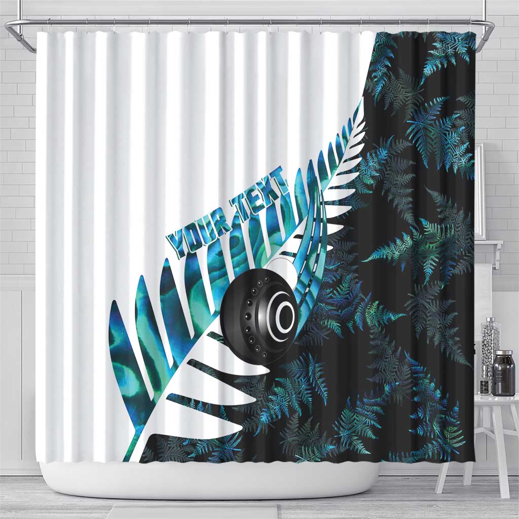 New Zealand Lawn Bowls Custom Shower Curtain Aotearoa Silver Fern Paua Shell - Aussie Hoodie