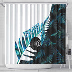 New Zealand Lawn Bowls Custom Shower Curtain Aotearoa Silver Fern Paua Shell - Aussie Hoodie