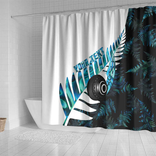 New Zealand Lawn Bowls Custom Shower Curtain Aotearoa Silver Fern Paua Shell - Aussie Hoodie