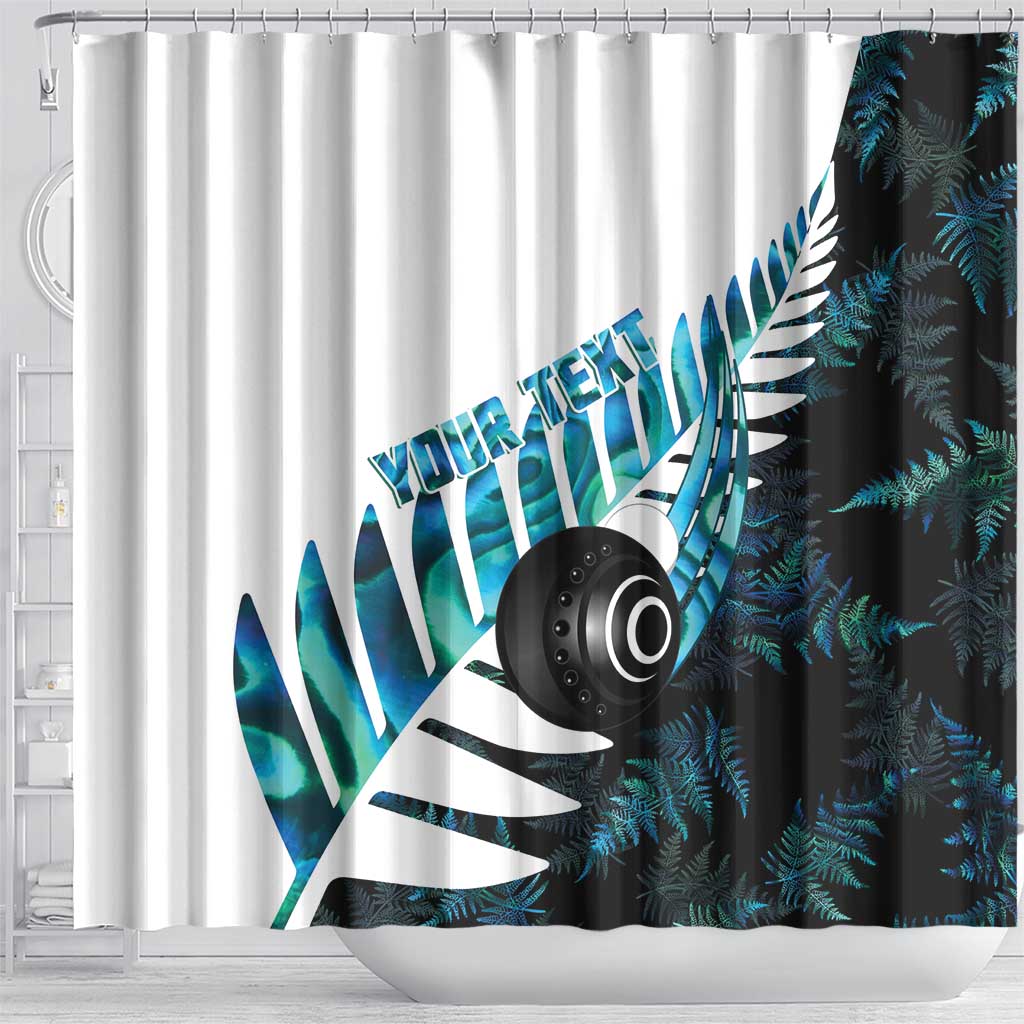 New Zealand Lawn Bowls Custom Shower Curtain Aotearoa Silver Fern Paua Shell - Aussie Hoodie
