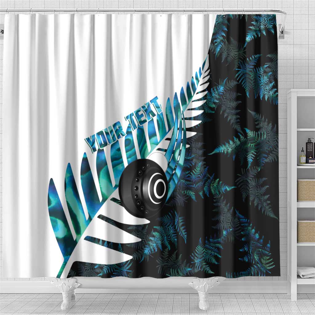 New Zealand Lawn Bowls Custom Shower Curtain Aotearoa Silver Fern Paua Shell - Aussie Hoodie