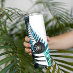 New Zealand Lawn Bowls Custom Skinny Tumbler Aotearoa Silver Fern Paua Shell - Aussie Hoodie