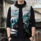 New Zealand Lawn Bowls Custom Sleeveless Puffer Jacket Aotearoa Silver Fern Paua Shell - Aussie Hoodie