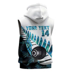New Zealand Lawn Bowls Custom Sleeveless Zip Hoodie Aotearoa Silver Fern Paua Shell - Aussie Hoodie