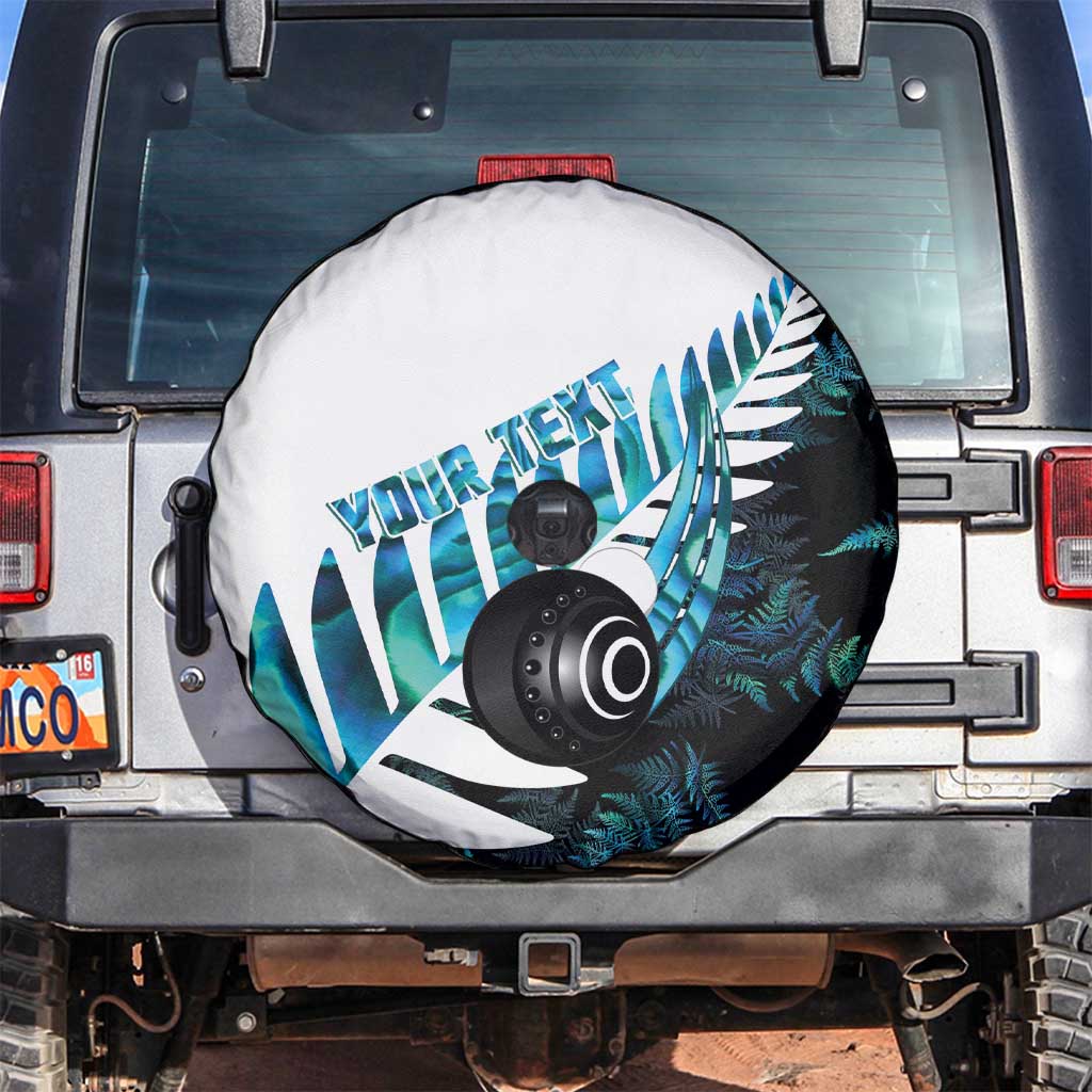 New Zealand Lawn Bowls Custom Spare Tire Cover Aotearoa Silver Fern Paua Shell - Aussie Hoodie