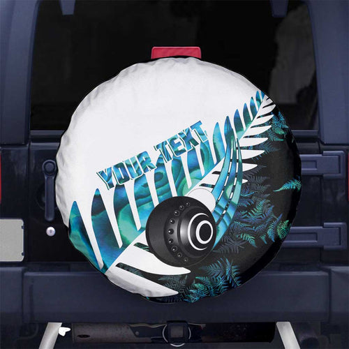 New Zealand Lawn Bowls Custom Spare Tire Cover Aotearoa Silver Fern Paua Shell - Aussie Hoodie