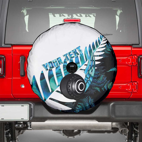 New Zealand Lawn Bowls Custom Spare Tire Cover Aotearoa Silver Fern Paua Shell - Aussie Hoodie