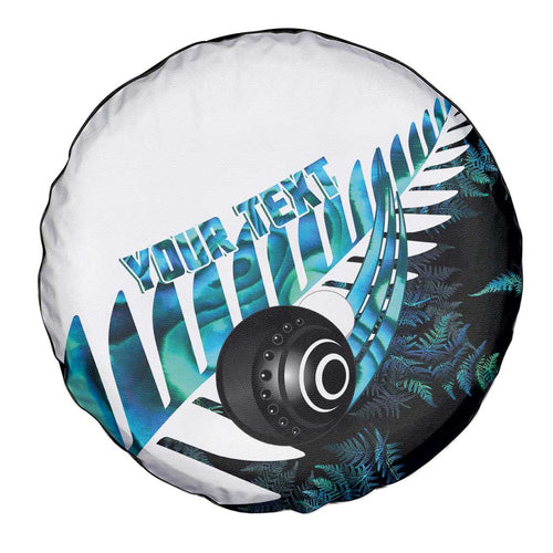 New Zealand Lawn Bowls Custom Spare Tire Cover Aotearoa Silver Fern Paua Shell - Aussie Hoodie