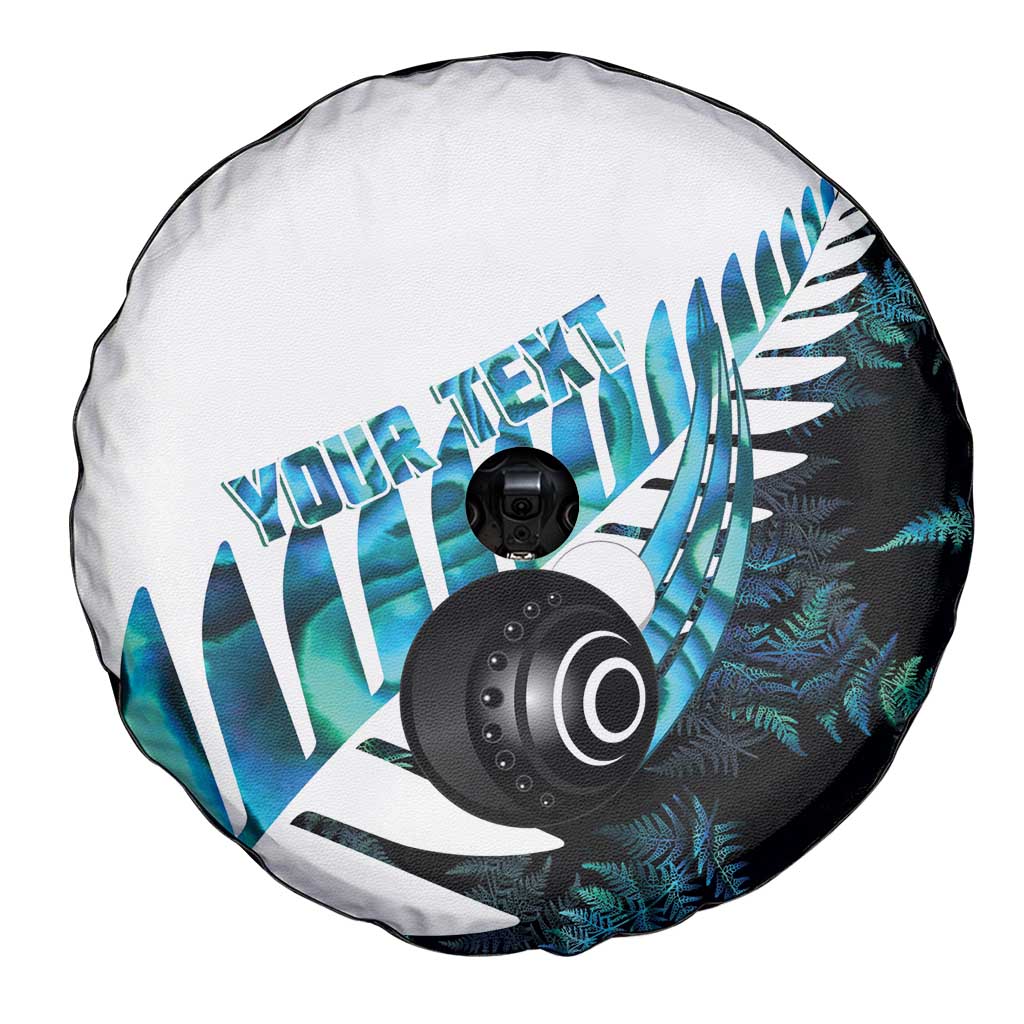 New Zealand Lawn Bowls Custom Spare Tire Cover Aotearoa Silver Fern Paua Shell - Aussie Hoodie