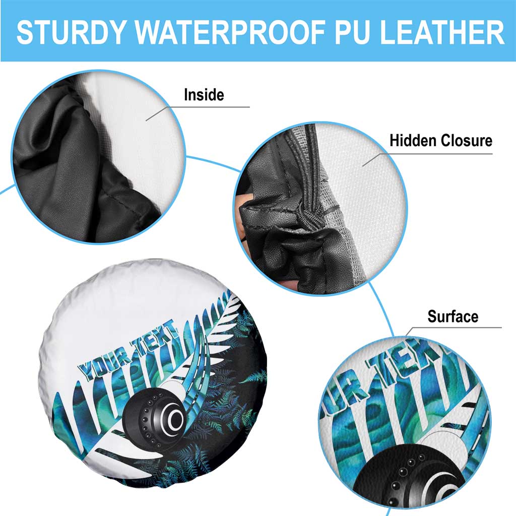 New Zealand Lawn Bowls Custom Spare Tire Cover Aotearoa Silver Fern Paua Shell - Aussie Hoodie