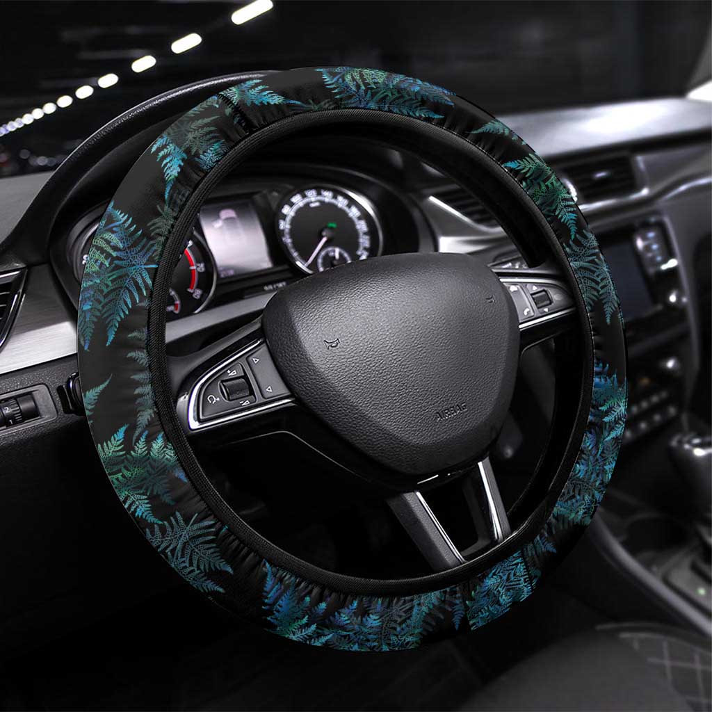 New Zealand Lawn Bowls Steering Wheel Cover Aotearoa Silver Fern Paua Shell - Aussie Hoodie