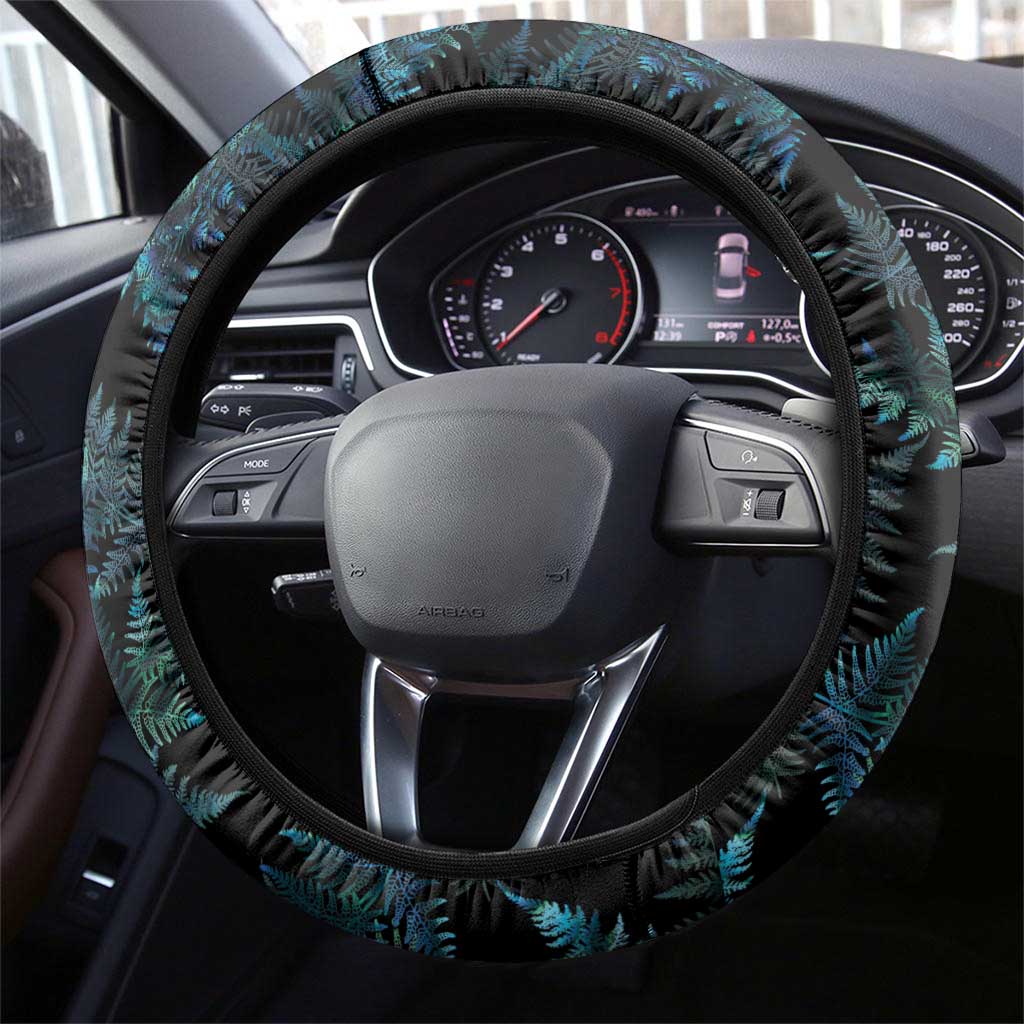 New Zealand Lawn Bowls Steering Wheel Cover Aotearoa Silver Fern Paua Shell - Aussie Hoodie