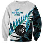 New Zealand Lawn Bowls Custom Sweatshirt Aotearoa Silver Fern Paua Shell - Aussie Hoodie
