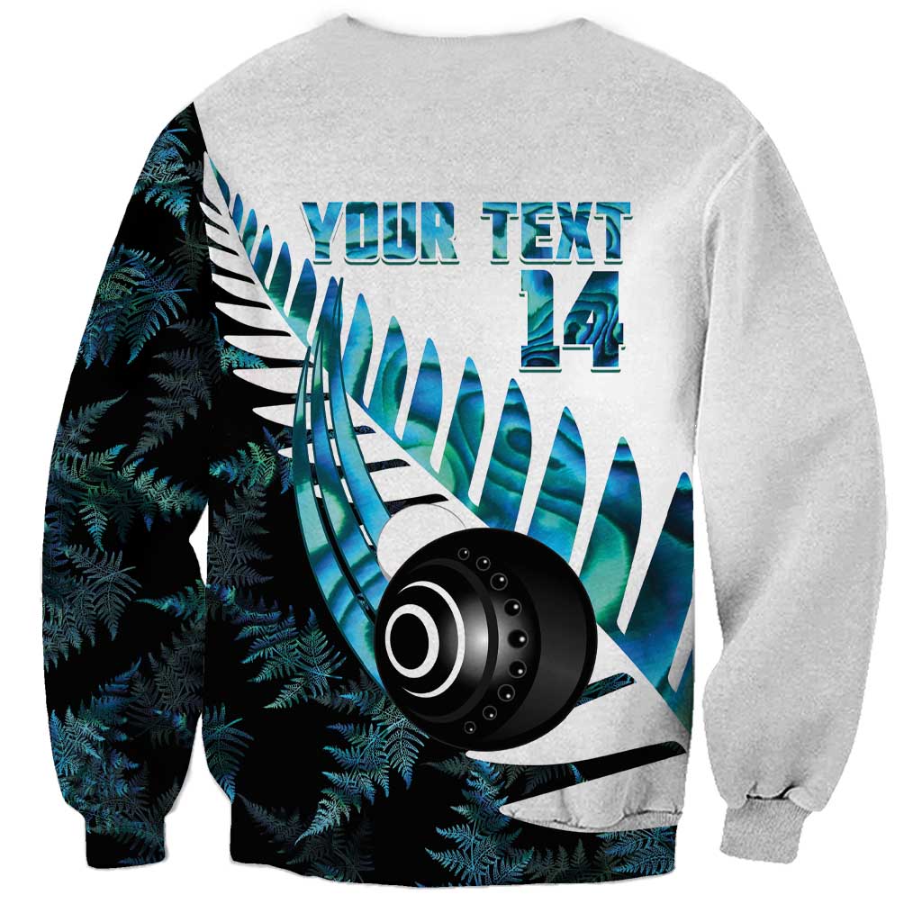New Zealand Lawn Bowls Custom Sweatshirt Aotearoa Silver Fern Paua Shell - Aussie Hoodie