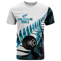 New Zealand Lawn Bowls Custom T Shirt Aotearoa Silver Fern Paua Shell - Aussie Hoodie