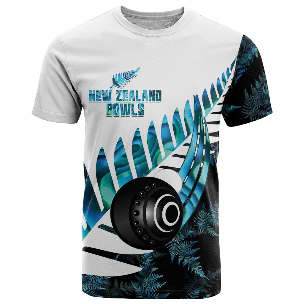 New Zealand Lawn Bowls Custom T Shirt Aotearoa Silver Fern Paua Shell - Aussie Hoodie
