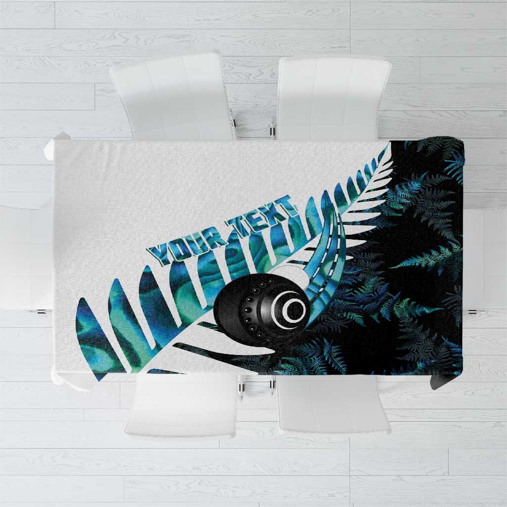 New Zealand Lawn Bowls Custom Tablecloth Aotearoa Silver Fern Paua Shell - Aussie Hoodie
