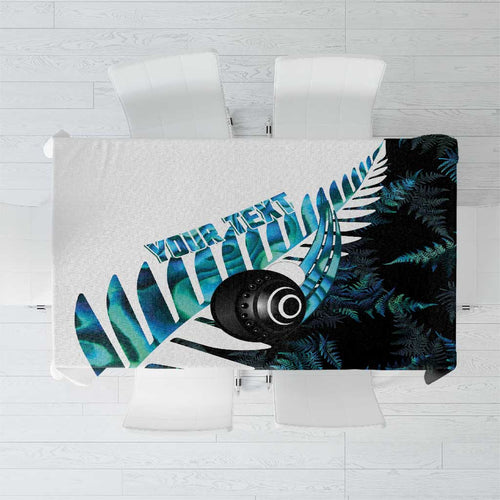 New Zealand Lawn Bowls Custom Tablecloth Aotearoa Silver Fern Paua Shell - Aussie Hoodie