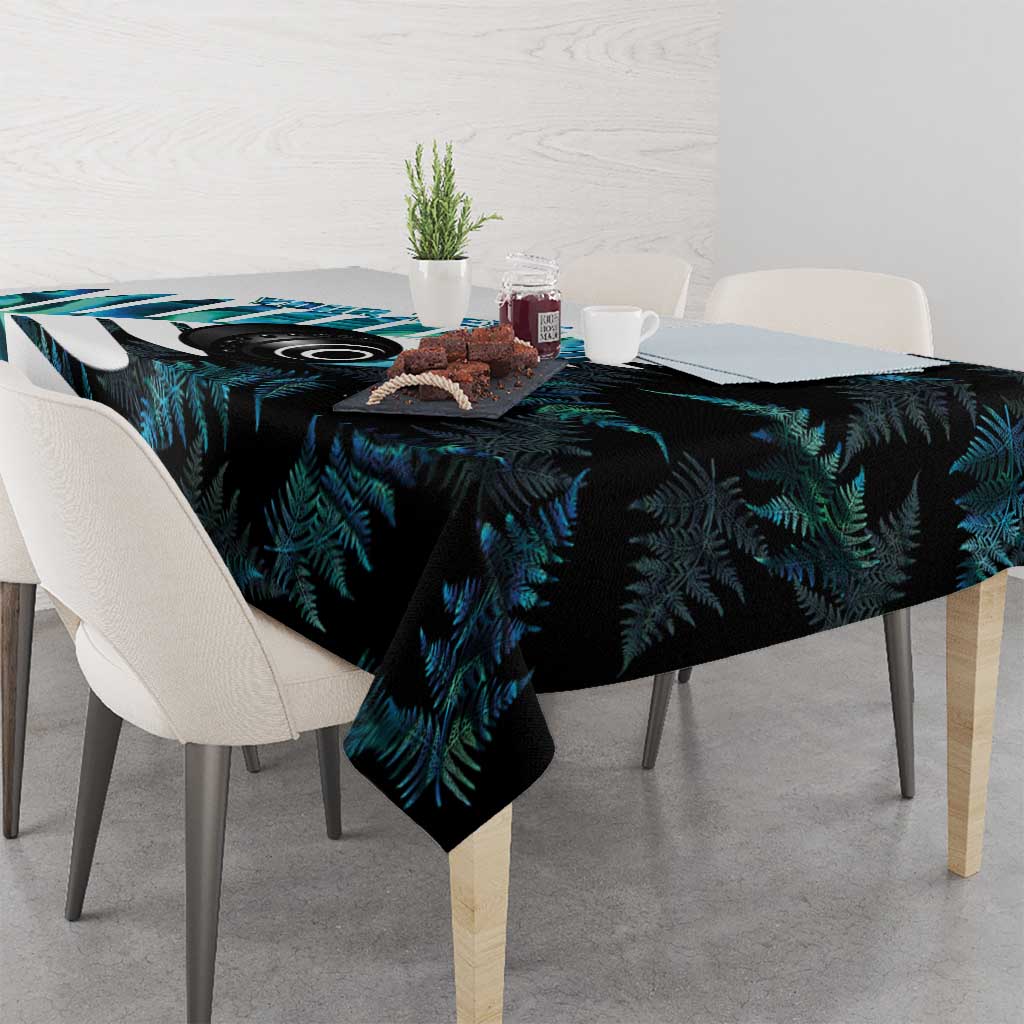 New Zealand Lawn Bowls Custom Tablecloth Aotearoa Silver Fern Paua Shell - Aussie Hoodie