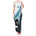 New Zealand Lawn Bowls Custom Tank Maxi Dress Aotearoa Silver Fern Paua Shell - Aussie Hoodie
