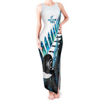 New Zealand Lawn Bowls Custom Tank Maxi Dress Aotearoa Silver Fern Paua Shell - Aussie Hoodie