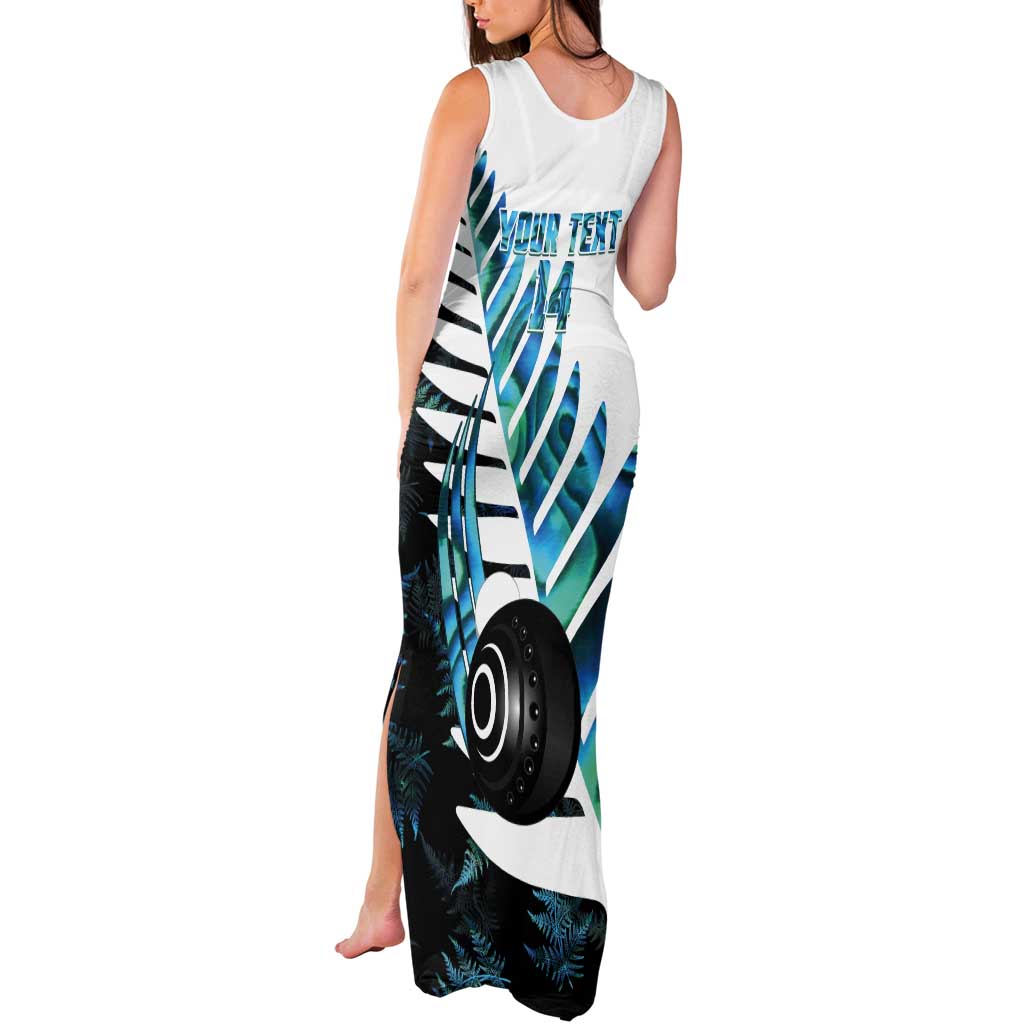 New Zealand Lawn Bowls Custom Tank Maxi Dress Aotearoa Silver Fern Paua Shell - Aussie Hoodie