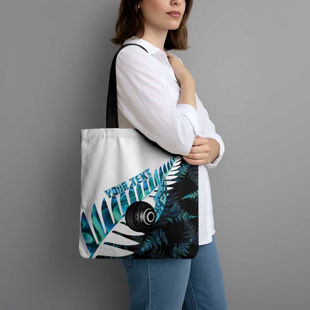 New Zealand Lawn Bowls Custom Tote Bag Aotearoa Silver Fern Paua Shell - Aussie Hoodie