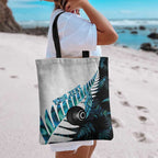 New Zealand Lawn Bowls Custom Tote Bag Aotearoa Silver Fern Paua Shell - Aussie Hoodie
